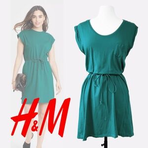H&M Basic | T-Shirt Dress with Waist Tie  | Teal | Small